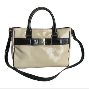 Kate spade cream and black patent leather bow detail crossbody shoulder bag